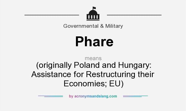 What does Phare mean? It stands for (originally Poland and Hungary: Assistance for Restructuring their Economies; EU)