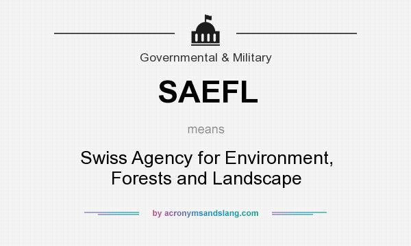 What does SAEFL mean? It stands for Swiss Agency for Environment, Forests and Landscape
