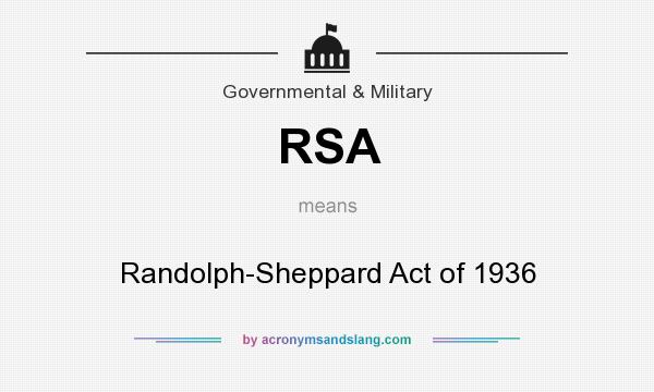 What does RSA mean? It stands for Randolph-Sheppard Act of 1936