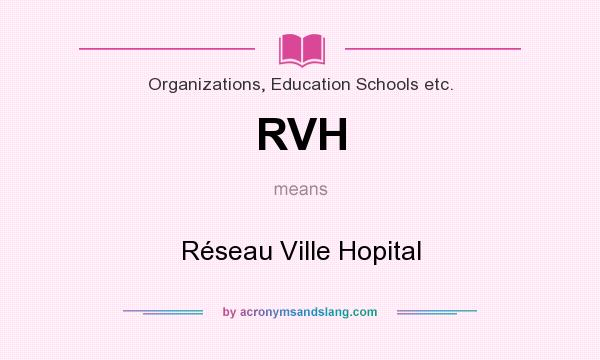 What does RVH mean? It stands for Réseau Ville Hopital
