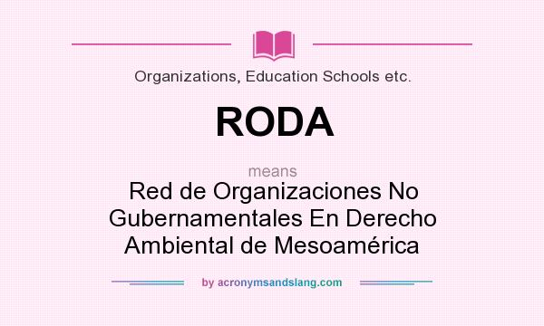 What does RODA mean? It stands for Red de Organizaciones No Gubernamentales En Derecho Ambiental de Mesoamérica