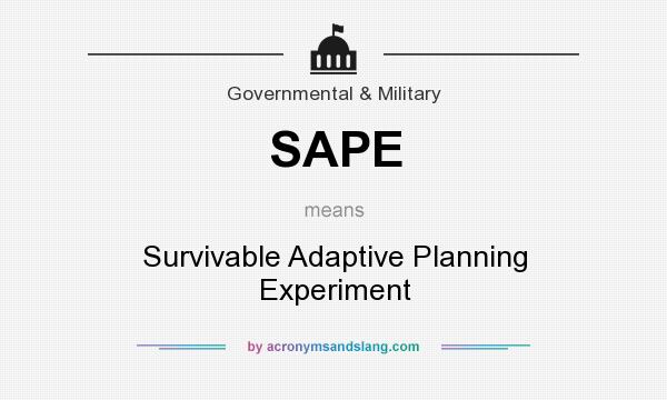 What does SAPE mean? It stands for Survivable Adaptive Planning Experiment