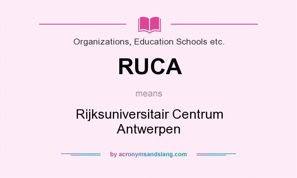What does RUCA mean? It stands for Rijksuniversitair Centrum Antwerpen