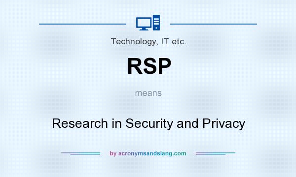 What does RSP mean? It stands for Research in Security and Privacy