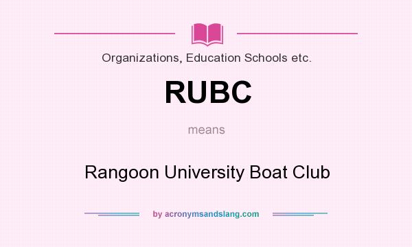 What does RUBC mean? It stands for Rangoon University Boat Club
