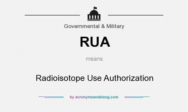 What does RUA mean? It stands for Radioisotope Use Authorization
