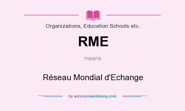 What does RME mean? It stands for Réseau Mondial d`Echange