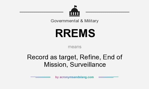 What does RREMS mean? It stands for Record as target, Refine, End of Mission, Surveillance