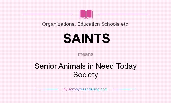 What does SAINTS mean? It stands for Senior Animals in Need Today Society