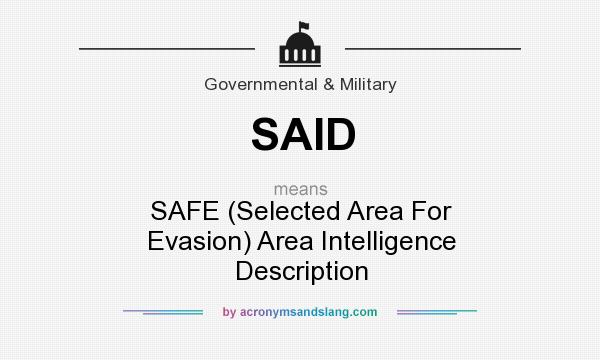 What does SAID mean? It stands for SAFE (Selected Area For Evasion) Area Intelligence Description