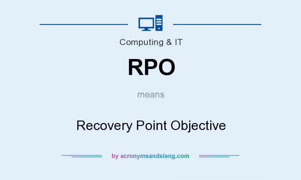 What does RPO mean? It stands for Recovery Point Objective