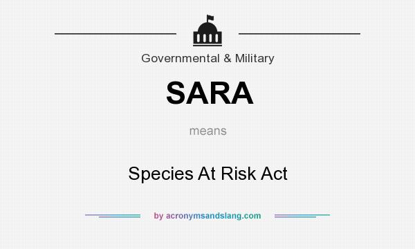 What does SARA mean? It stands for Species At Risk Act