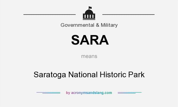 What does SARA mean? It stands for Saratoga National Historic Park