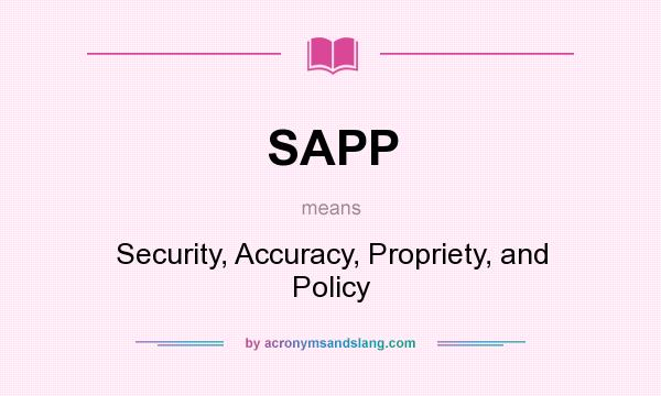 What does SAPP mean? It stands for Security, Accuracy, Propriety, and Policy