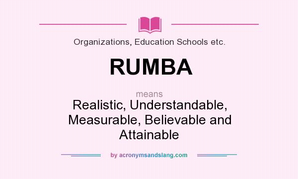 What does RUMBA mean? It stands for Realistic, Understandable, Measurable, Believable and Attainable