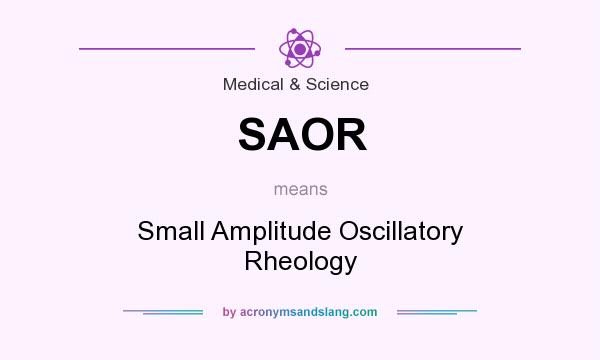 What does SAOR mean? It stands for Small Amplitude Oscillatory Rheology