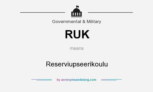 What does RUK mean? It stands for Reserviupseerikoulu