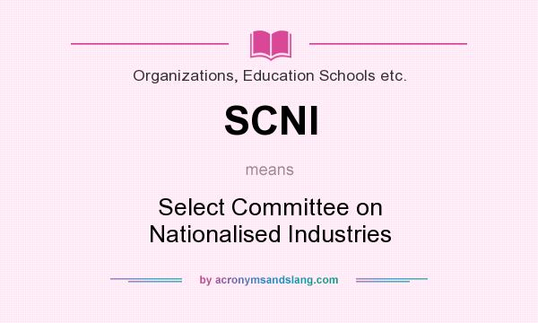 What does SCNI mean? It stands for Select Committee on Nationalised Industries