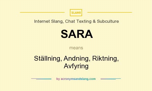 What does SARA mean? It stands for Ställning, Andning, Riktning, Avfyring