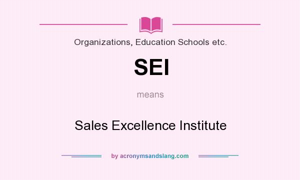 What does SEI mean? It stands for Sales Excellence Institute