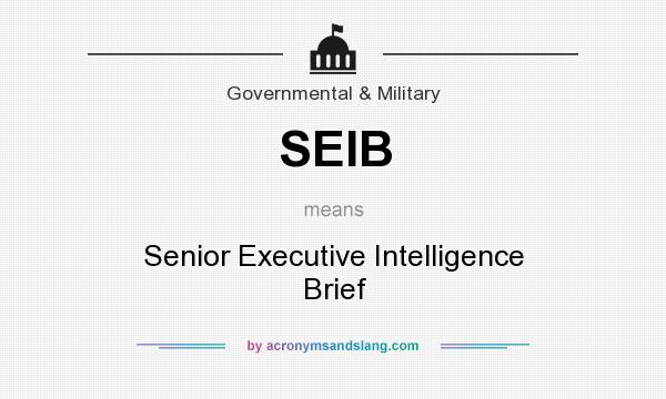 What does SEIB mean? It stands for Senior Executive Intelligence Brief