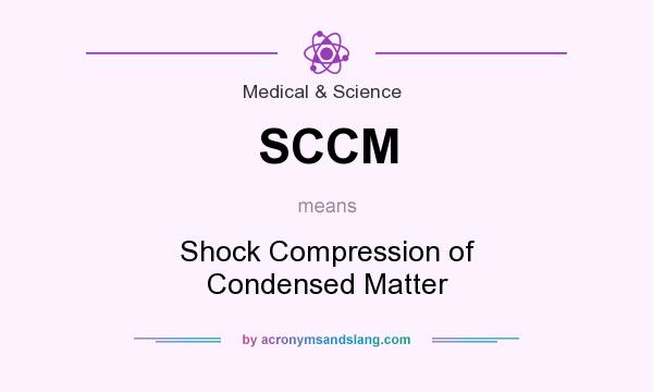 What does SCCM mean? It stands for Shock Compression of Condensed Matter