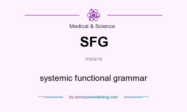 What does SFG mean? It stands for systemic functional grammar