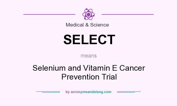 What does SELECT mean? It stands for Selenium and Vitamin E Cancer Prevention Trial