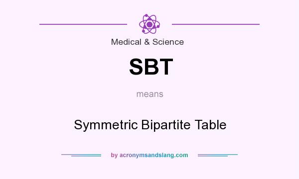 What does SBT mean? It stands for Symmetric Bipartite Table