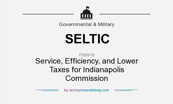 What does SELTIC mean? It stands for Service, Efficiency, and Lower Taxes for Indianapolis Commission