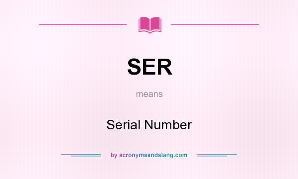 What does SER mean? It stands for Serial Number