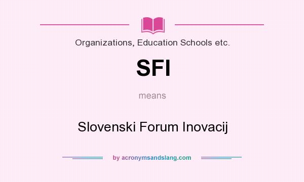 What does SFI mean? It stands for Slovenski Forum Inovacij