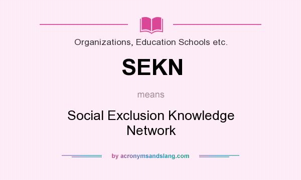 What does SEKN mean? It stands for Social Exclusion Knowledge Network
