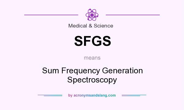 What does SFGS mean? It stands for Sum Frequency Generation Spectroscopy