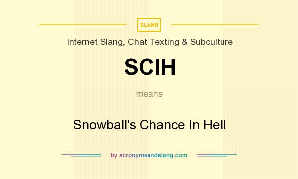 What does SCIH mean? It stands for Snowball`s Chance In Hell