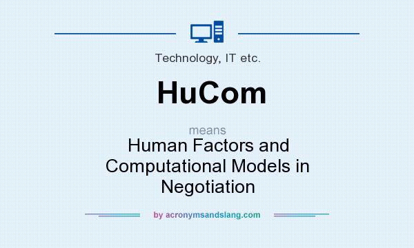 What does HuCom mean? It stands for Human Factors and Computational Models in Negotiation