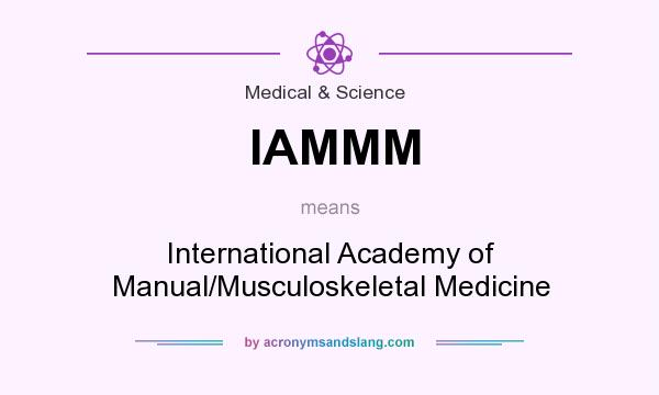 What does IAMMM mean? It stands for International Academy of Manual/Musculoskeletal Medicine