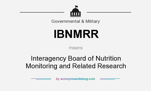 What does IBNMRR mean? It stands for Interagency Board of Nutrition Monitoring and Related Research