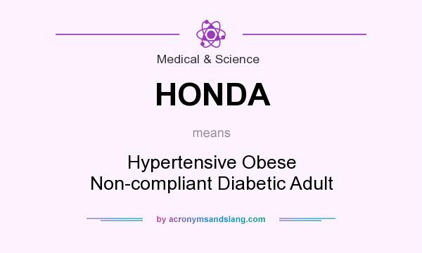 What does HONDA mean? It stands for Hypertensive Obese Non-compliant Diabetic Adult