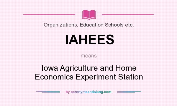 What does IAHEES mean? It stands for Iowa Agriculture and Home Economics Experiment Station