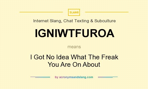 What does IGNIWTFUROA mean? It stands for I Got No Idea What The Freak You Are On About