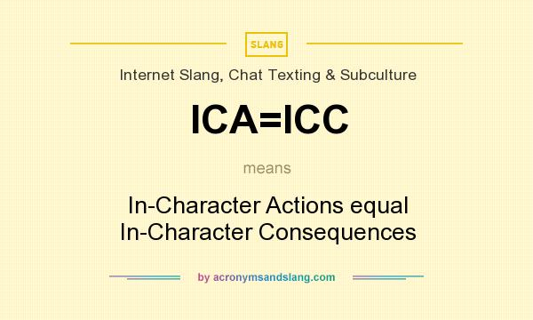 What does ICA=ICC mean? It stands for In-Character Actions equal In-Character Consequences