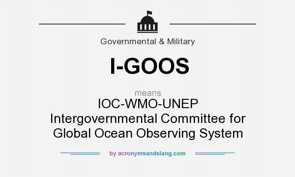 What does I-GOOS mean? It stands for IOC-WMO-UNEP Intergovernmental Committee for Global Ocean Observing System