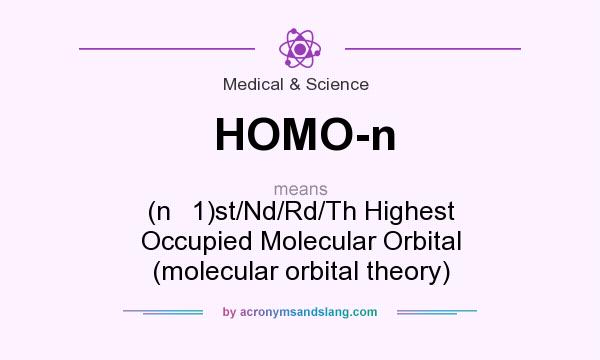 What does HOMO-n mean? It stands for (n   1)st/Nd/Rd/Th Highest Occupied Molecular Orbital (molecular orbital theory)