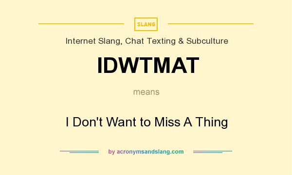 What does IDWTMAT mean? It stands for I Don`t Want to Miss A Thing