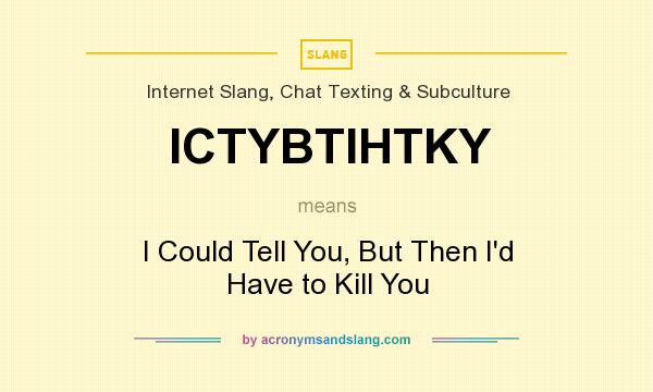 What does ICTYBTIHTKY mean? It stands for I Could Tell You, But Then I`d Have to Kill You