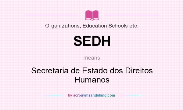 What does SEDH mean? It stands for Secretaria de Estado dos Direitos Humanos
