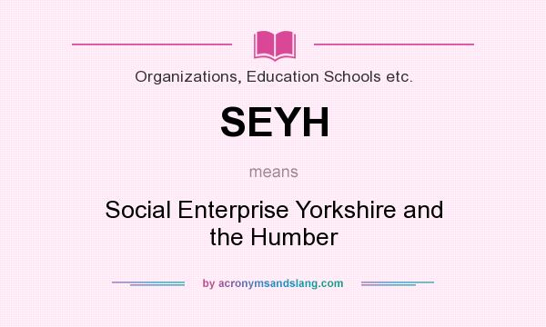 What does SEYH mean? It stands for Social Enterprise Yorkshire and the Humber