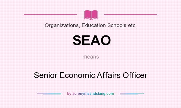 What does SEAO mean? It stands for Senior Economic Affairs Officer