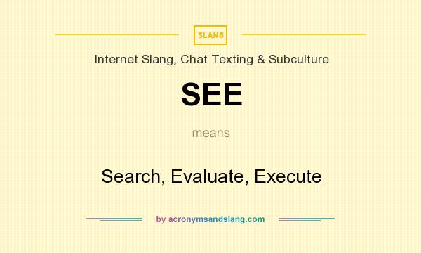 What does SEE mean? It stands for Search, Evaluate, Execute